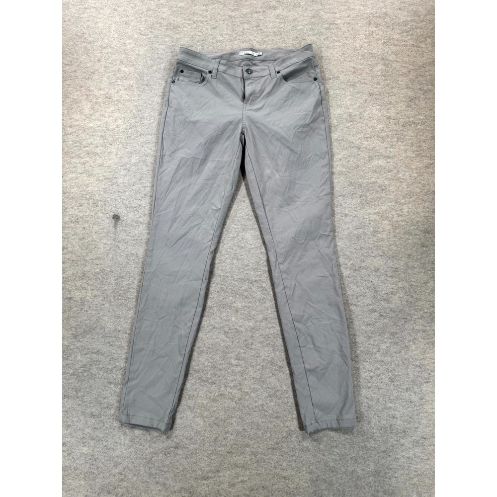 Prana 5 Pockets Pants Womens 10 Gray Logo Nylon Stretch Mid Rise Skinny Leg